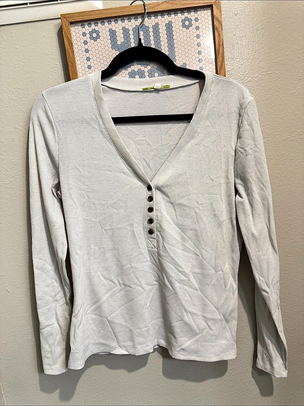 Gianni Bini Striped Long Sleeve Top in White Size Medium